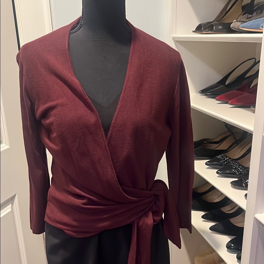 Elegant Burgundy Wrap Cardigan